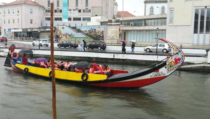 Aveiro & Coimbra Small Group Tour with Moliceiro Boat Cruise - Costa Nova-style scenery: salt ponds, striped houses, and stork nests