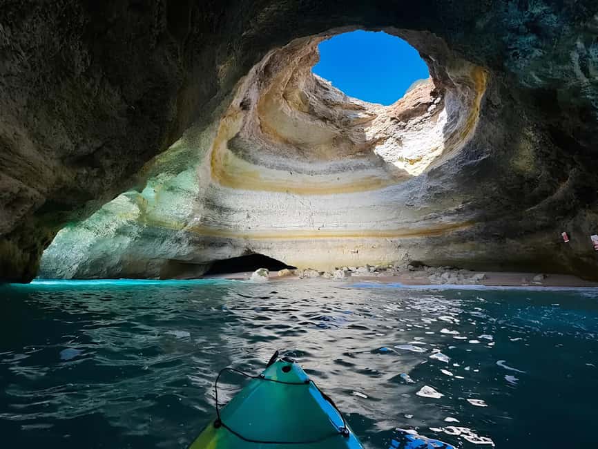 Benagil: Kayak Tour to Benagil Caves – Small Group - Entering the Benagil caves by kayak, not boat
