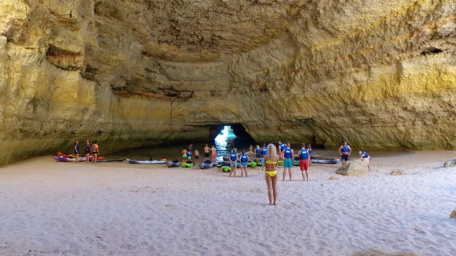 From Albufeira: Benagil Hidden Caves Tour by Kayak - Beginner-friendly paddling, double kayaks, and keeping up