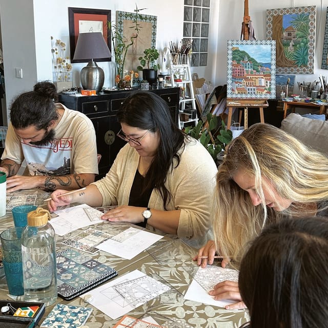 Lisbon: Azulejos' Design Create Your Own Tile Workshop - Inside the workshop: cozy atmosphere, real instruction