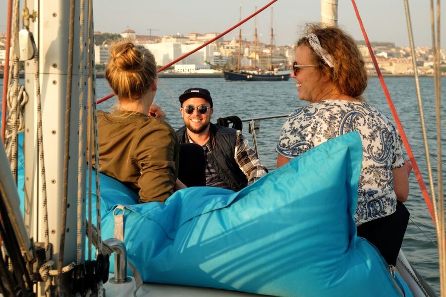 Lisbon: City Skyline Sailboat Cruise with Drink and Snacks - Monument to the Discoveries and MAAT: a modern curve after the classics