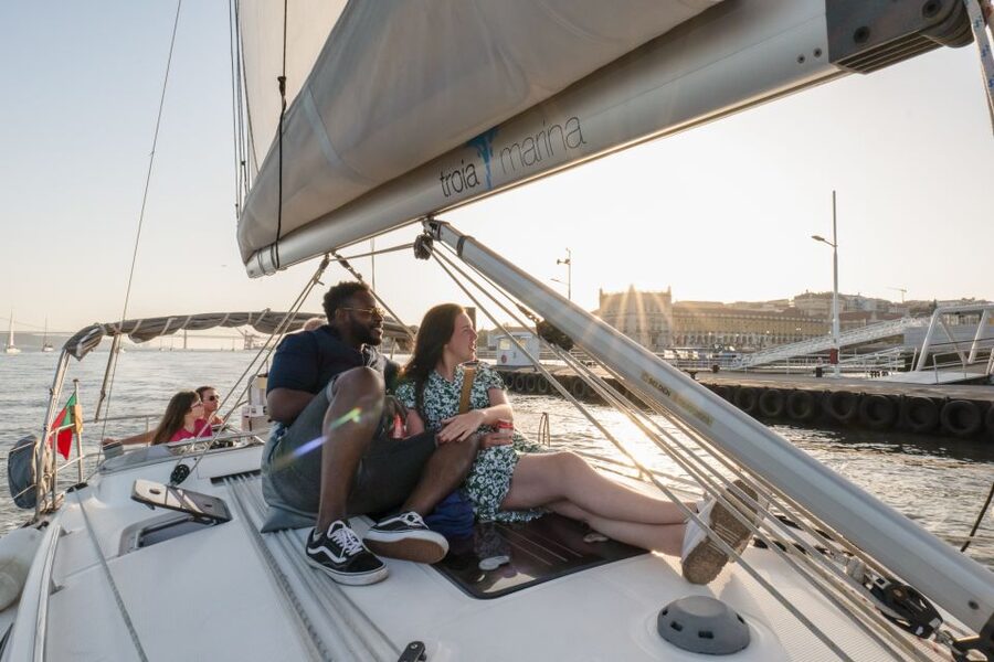 Lisbon: Daytime/Sunset/Night City Sailboat Tour with Drink - Almada and Christ the King: the ending views across the water