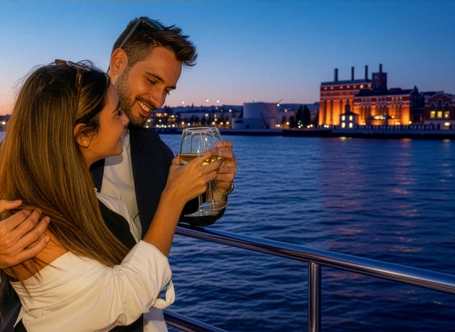 Lisbon Night Cruise: Illuminated Sights on the Tagus River - 25 de Abril Bridge photo stop: the big nighttime icon
