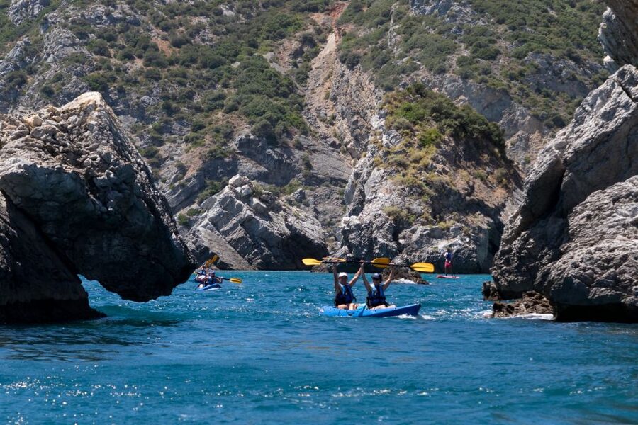 Sesimbra: Arrabida Natural Park & Caves Guided Kayaking Tour - Paddling back to Sesimbra: keep it steady, not sprinty